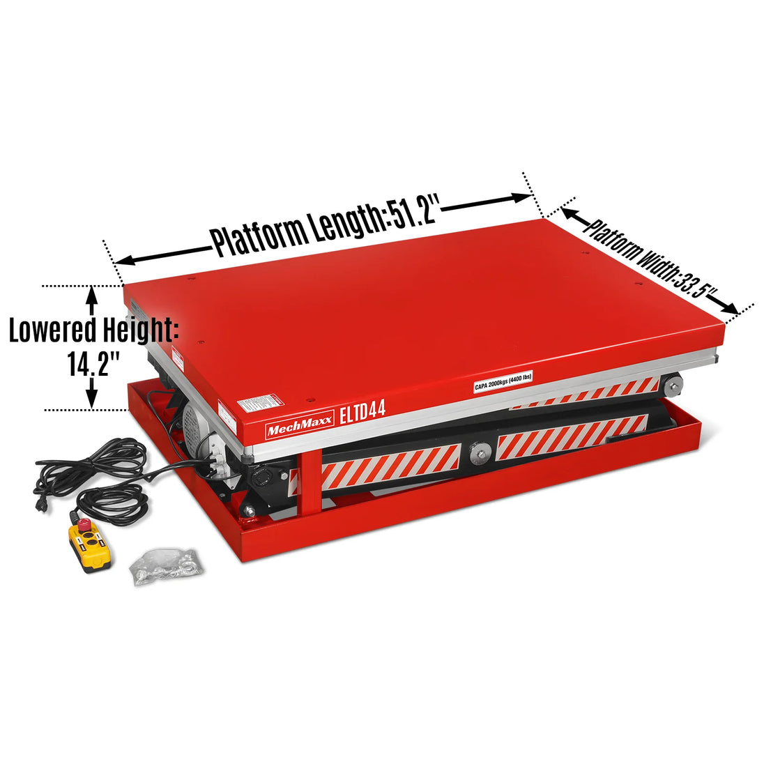 MechMaxx 4,400 lb Electric Hydraulic Double Scissor Lift Table — ELTD44