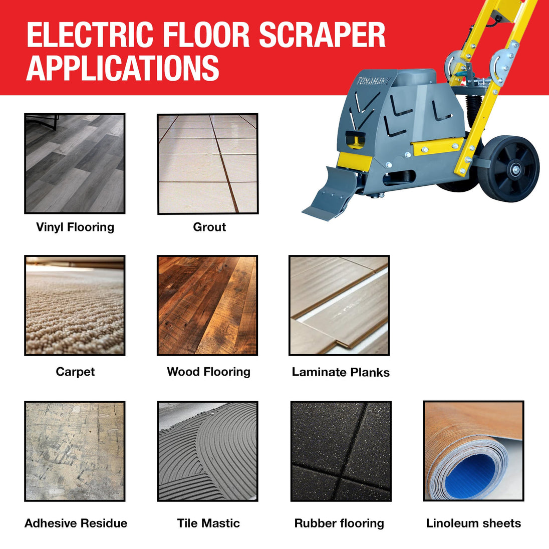 Electric Floor Scraper Vinyl Stripper Carpet Wood Floor Remover - view 5