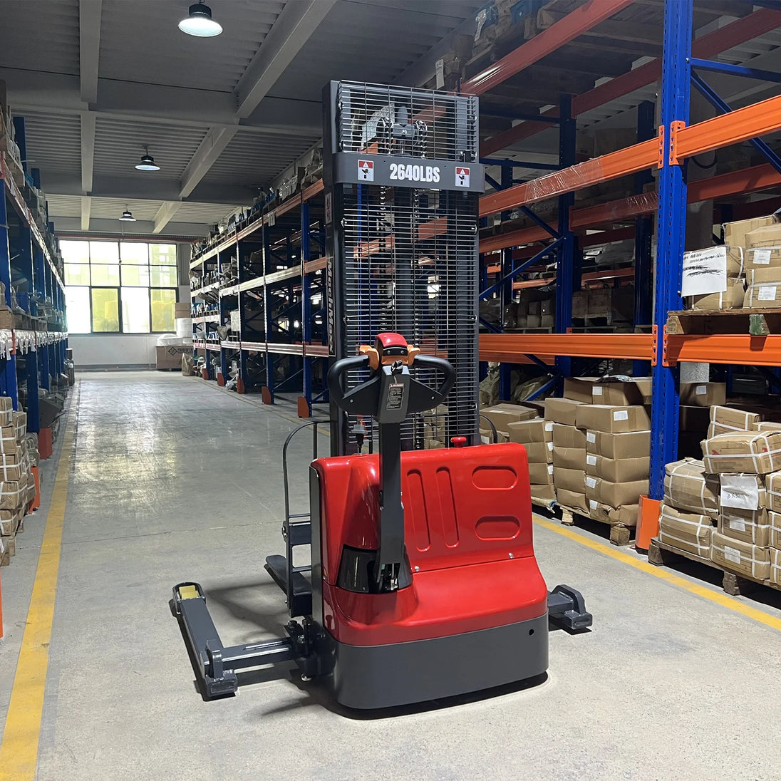 MechMaxx 2640lbs Electric Straddle Stacker, 138" Lift, Adjustable Legs & Forks, F26-138SLA - view 4