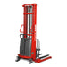 MechMaxx 3300lbs Semi-Electric Straddle Stacker, 138" Lift, Adjustable Legs & Forks, S33-138S