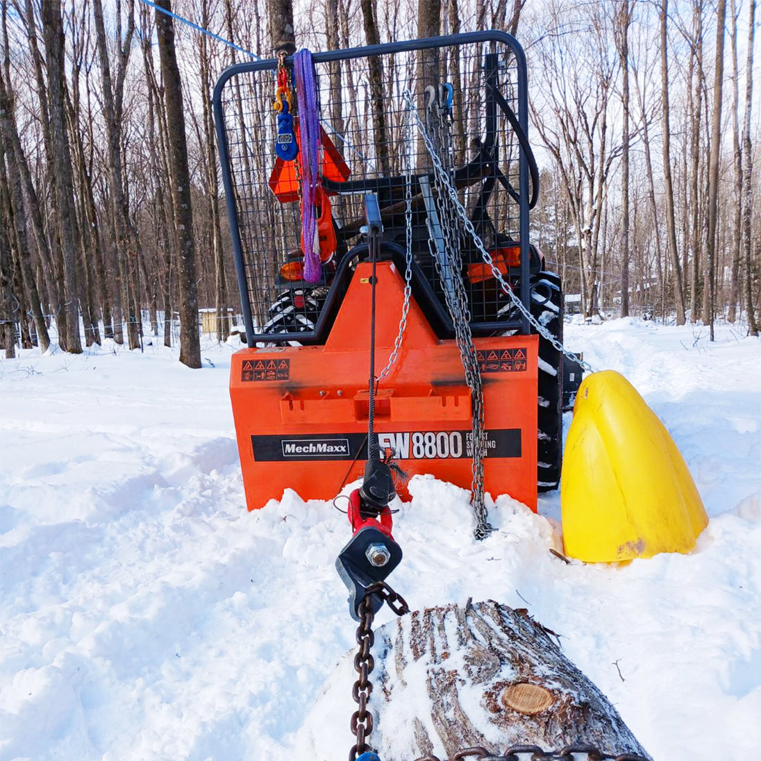 MechMaxx 8800lbs 3-Point Hitch Forestry Log Skidding Winch, 200ft Cable Length, 25-60 HP Tractor, Category 1 Hookup, FW8800 - view 3