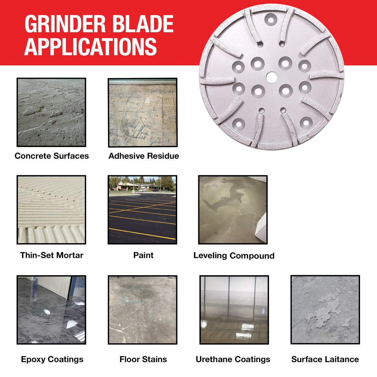 10" Grinding Wheel Diamond 10 Segments Concrete Floor Grinder Disc Blade for Leveling, Coating Removal, and Surface Prep - view 3