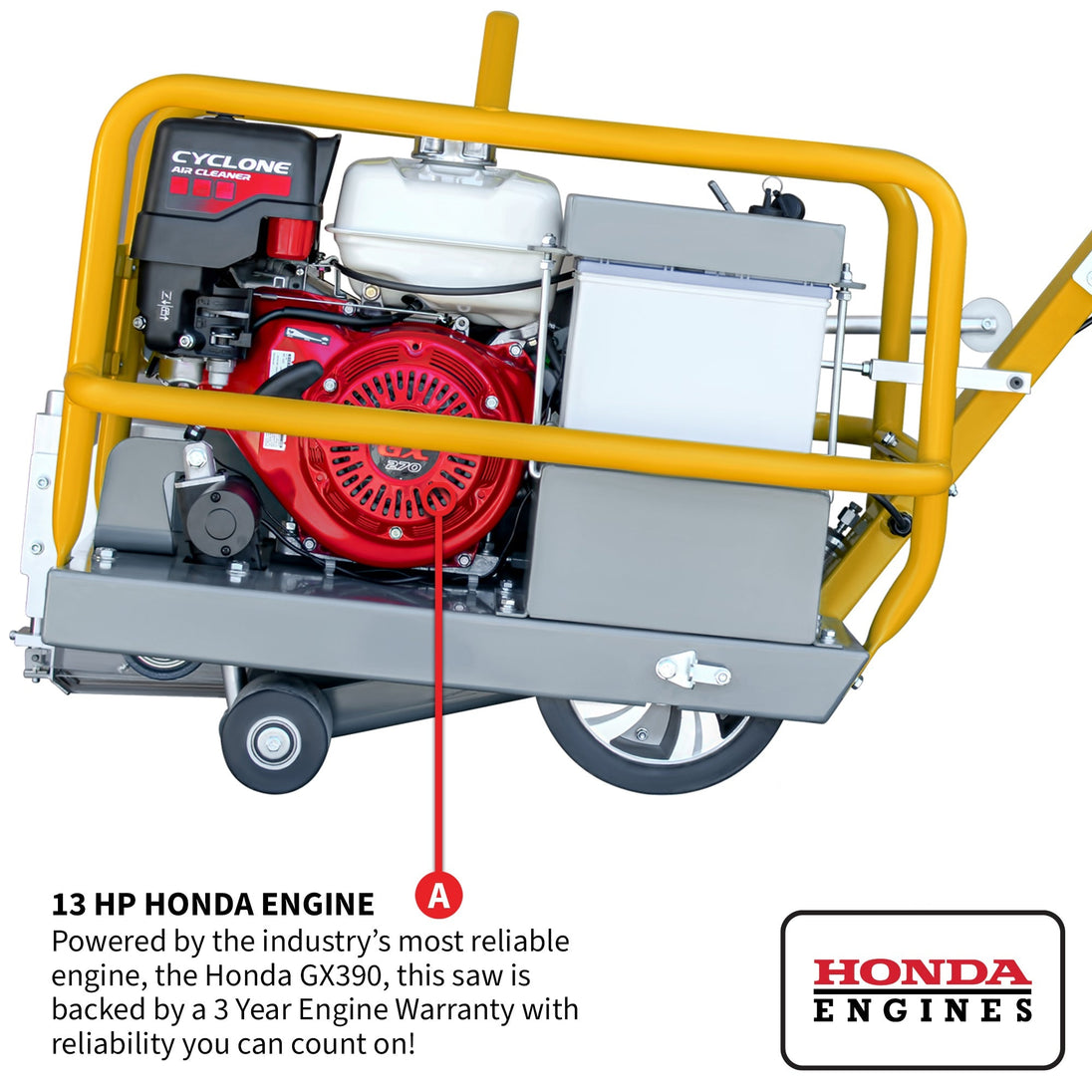 10" Early Entry Green Concrete Saw with 13 HP Honda GX390 Engine - view 5