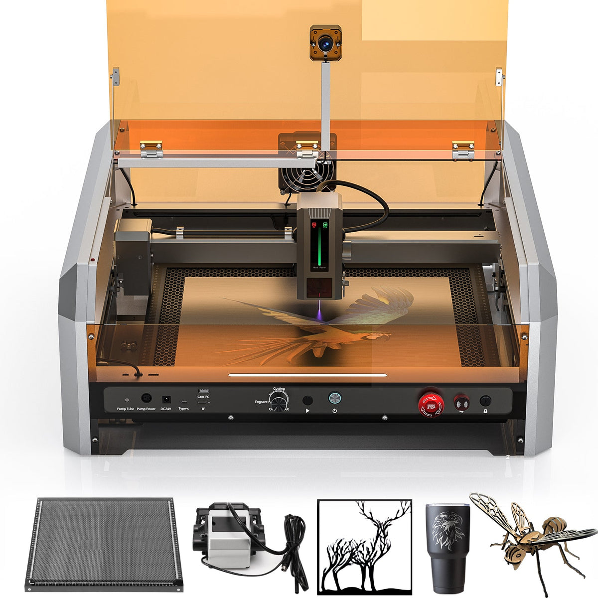 L8 laser engraver machine, 20W/40W, air assist, Lightburn camera