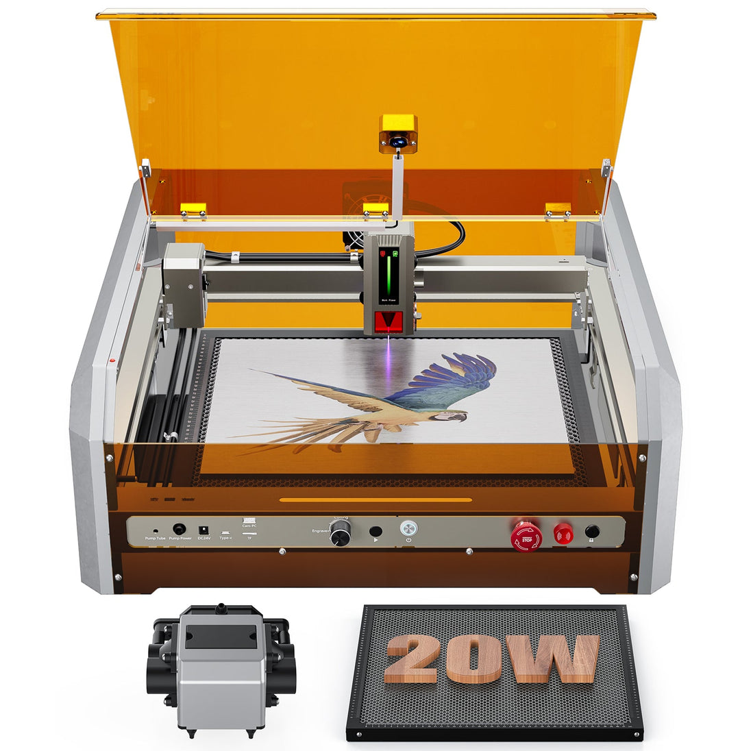 L8 laser engraver machine, 20W/40W, air assist, Lightburn camera