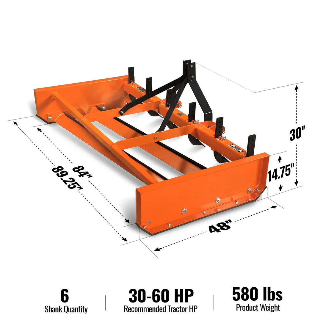 MechMaxx 84" Heavy Duty Land Leveler Land Plane Scraper Grader with Shanks 3 Point Hitch, LP84 - view 2