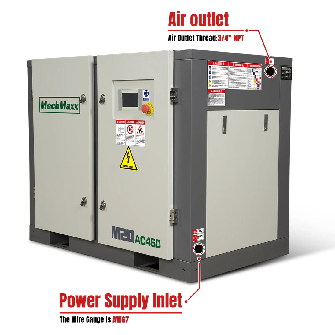 MechMaxx 20HP Rotary Screw Air Compressor - 78 CFM, 116 PSI, 460V 3-Phase | Industrial-Grade - view 3