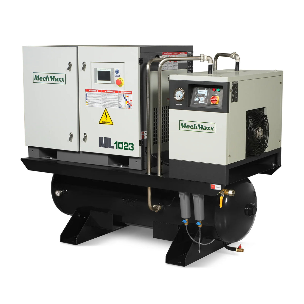 MechMaxx 10HP Combined Rotary Screw Air Compressor with Dryer & 66-Gal ASME Tank | 32 CFM, 116 PSI, 230V 3-Phase - Industrial Grade