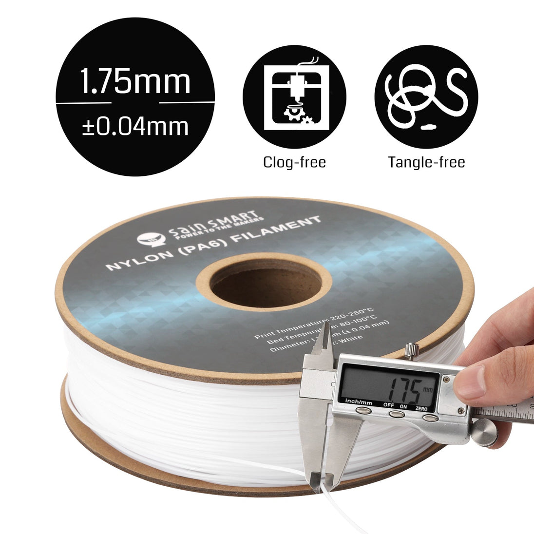 PA6 nylon filament 1.75mm 1kg