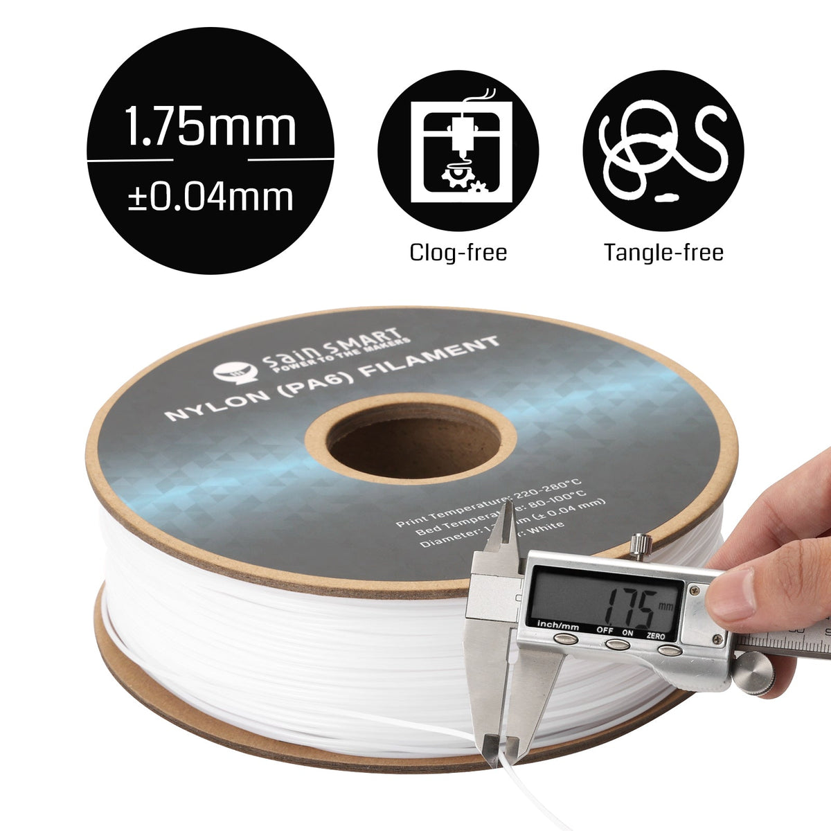 PA6 nylon filament 1.75mm 1kg