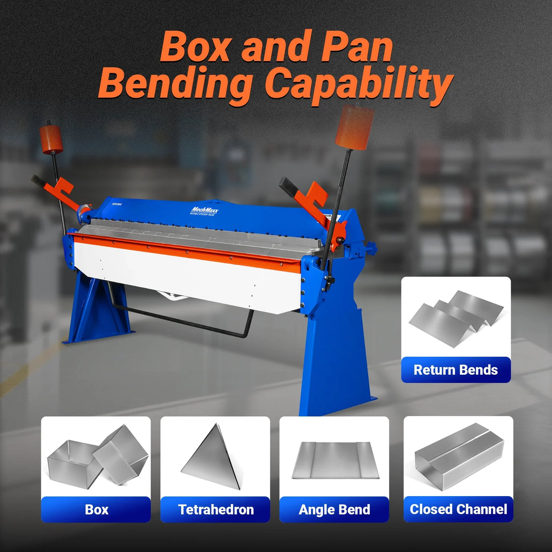 MechMaxx 100-inch Manual Sheet Metal Brake - 12 Gauge Bending Capacity, Adjustable Fingers, 8 Ft. Heavy-Duty Steel Construction, Precision Bending for Box and Pan PB10012 - view 7