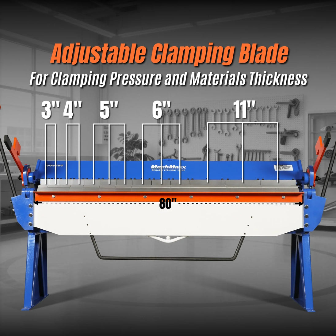 MechMaxx 80-inch Manual Sheet Metal Brake - 12 Gauge Bending Capacity, Adjustable Fingers, 6 Ft. Heavy-Duty Steel Construction for Precision Bending PB8012 - view 4