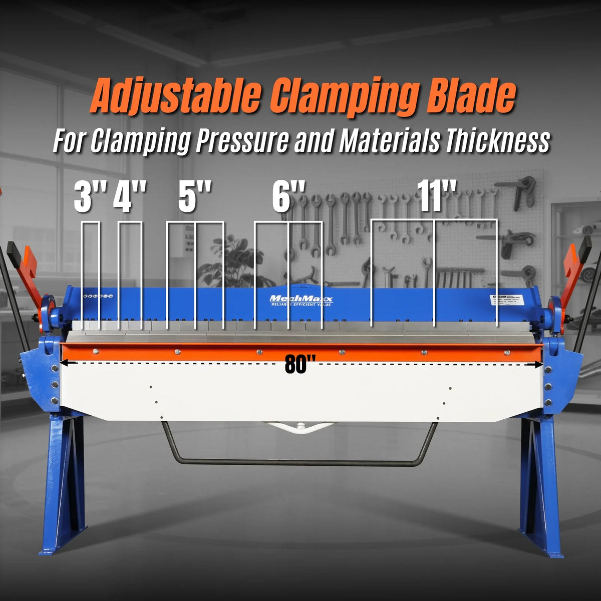 MechMaxx 80-inch Manual Sheet Metal Brake - 12 Gauge Bending Capacity, Adjustable Fingers, 6 Ft. Heavy-Duty Steel Construction for Precision Bending PB8012 - view 4