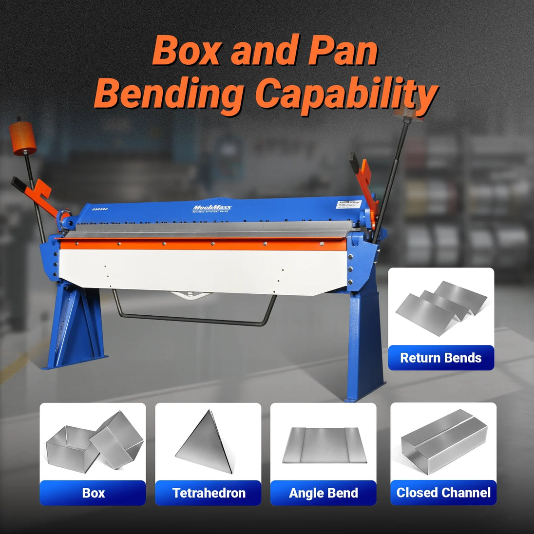 MechMaxx 80-inch Manual Sheet Metal Brake - 12 Gauge Bending Capacity, Adjustable Fingers, 6 Ft. Heavy-Duty Steel Construction for Precision Bending PB8012 - view 6