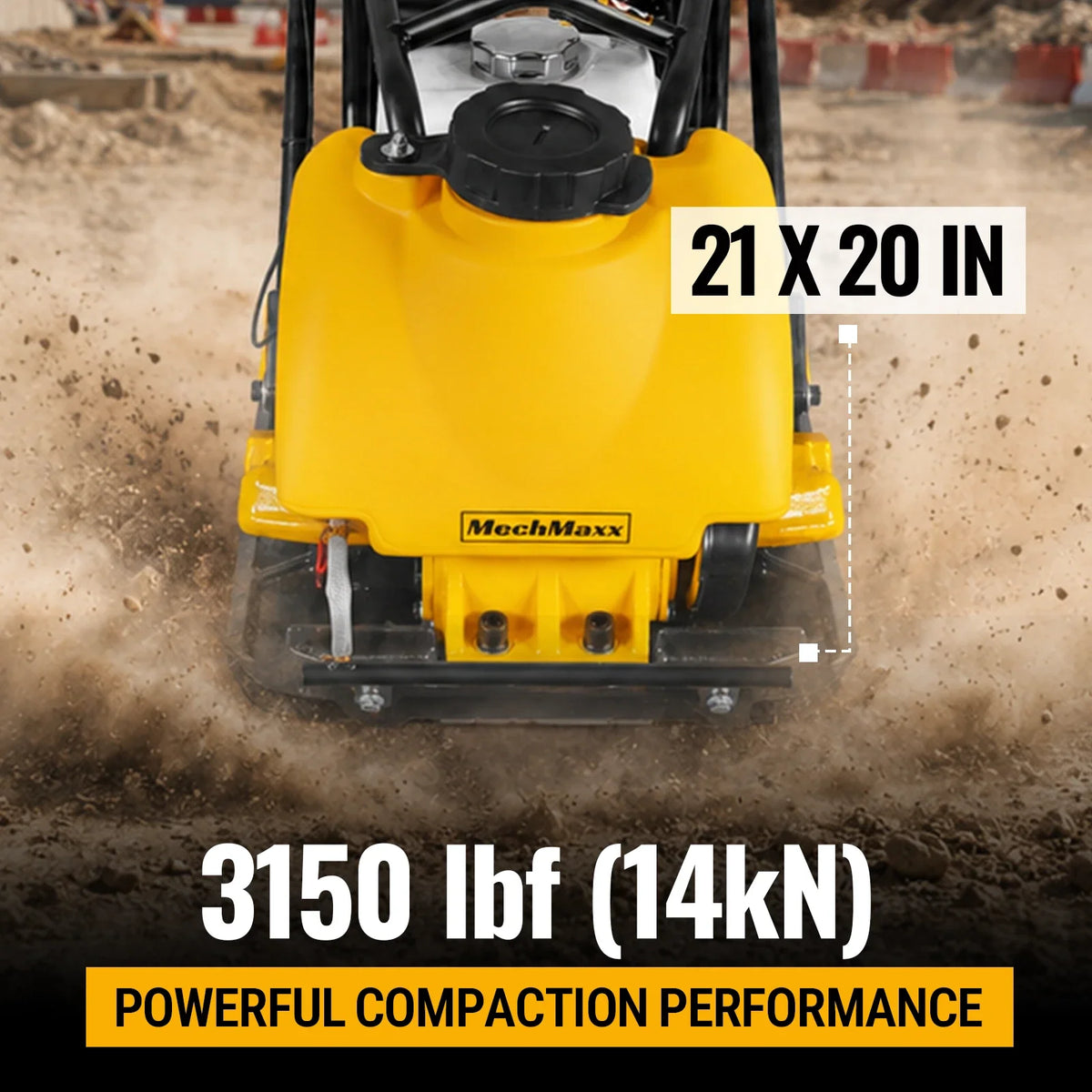 MechMaxx Honda GX160 Vibratory Plate Compactor with Wheel Kit, 3150 lb Centrifugal Force for Soil, Gravel, Asphalt and Paver Base, PC80H - view 4