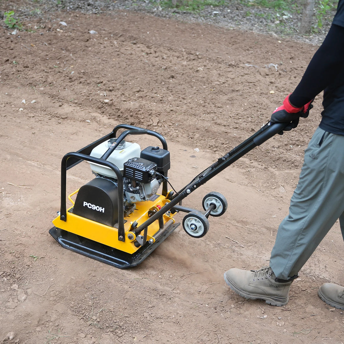 MechMaxx Honda GX160 Vibratory Plate Compactor with Wheel Kit, 3600 lb Centrifugal Force for Soil, Gravel, Asphalt and Paver Base, PC90H - view 8