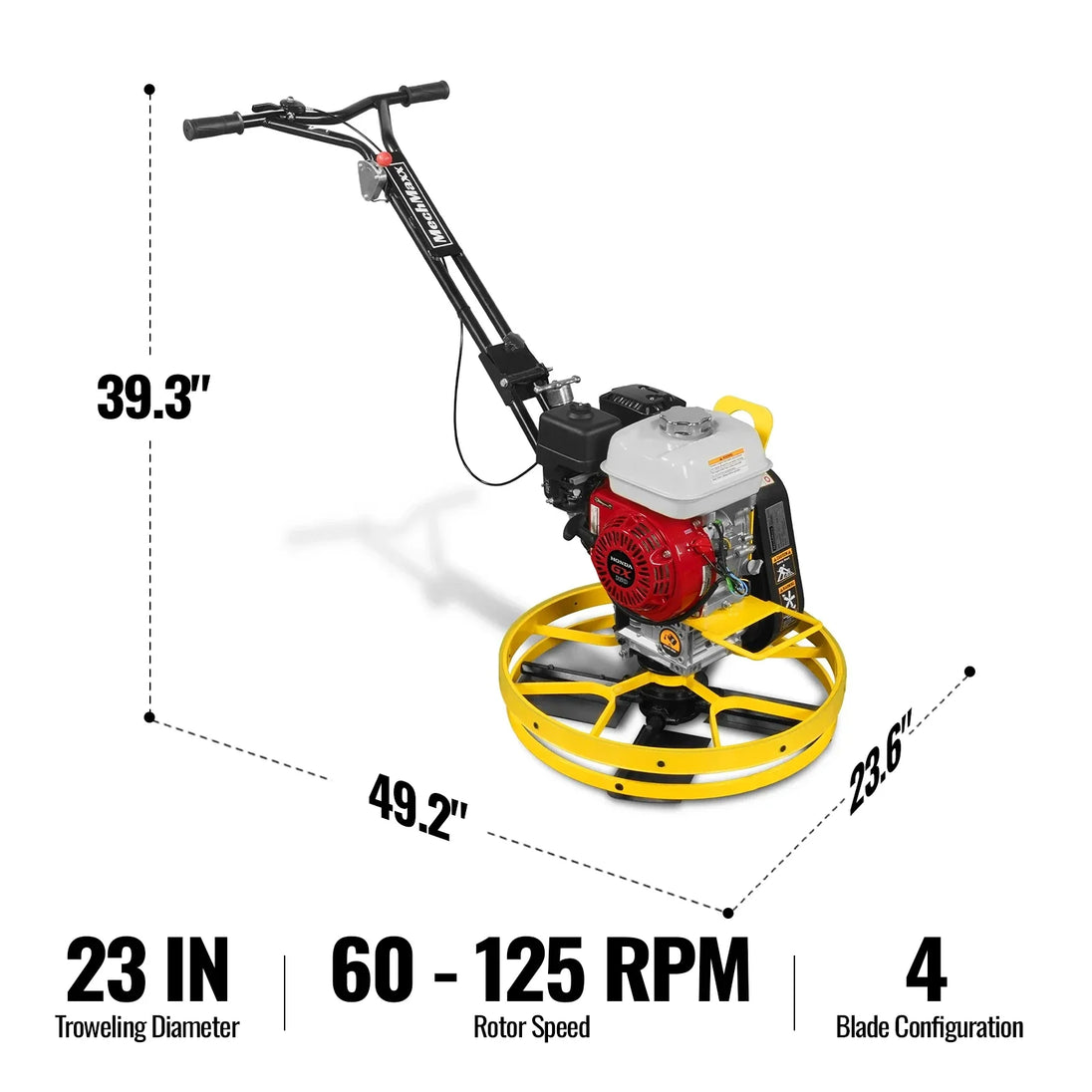 MechMaxx Honda GX160 23 in Walk-Behind Concrete Power Trowel with Blades and Float Pan, PT22H - view 2