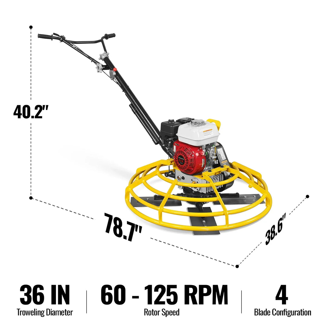 MechMaxx Honda GX160 36 in Walk-Behind Concrete Power Trowel with Blades and Float Pan, PT36H - view 2