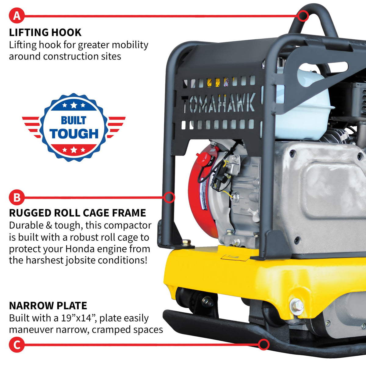 5.5 HP Honda Reverse Plate Compactor 19x14 Plate for Asphalt, Aggregate, Cohesive Soil Compaction - view 5