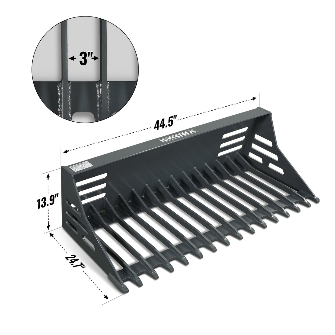 MechMaxx 44" Rock Bucket — Mini Skid Steer Attachment