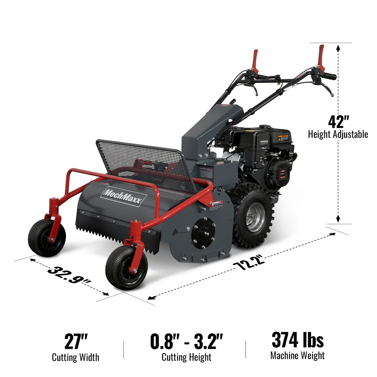 MechMaxx 27" Walk Behind Flail Mower, 10HP 302cc, Self-Propelled, Wheeled, Electric Start, SFM27W - view 2