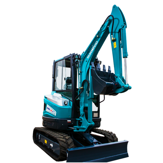 Sunward SWE25UF 2.5-ton zero-tail mini excavator with canopy, side view