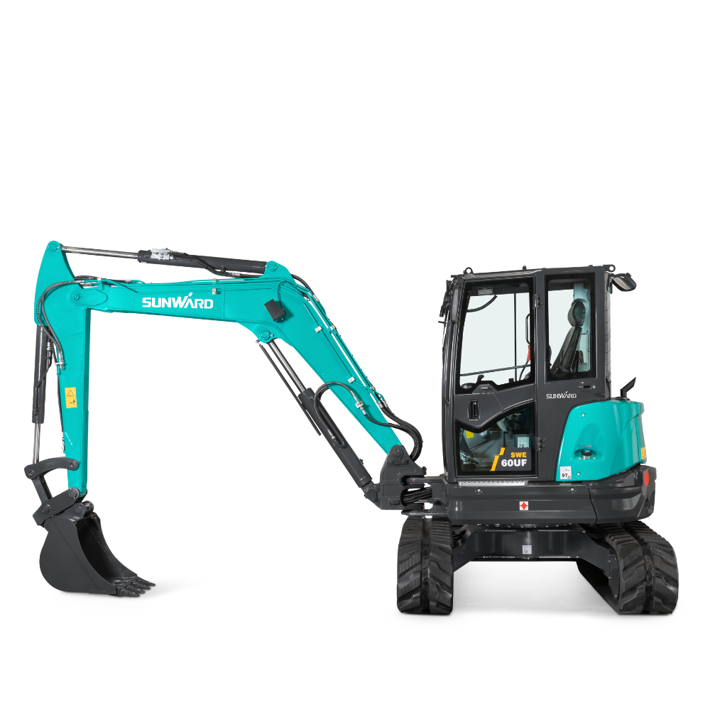 Sunward SWE60UF mini excavator, rear view