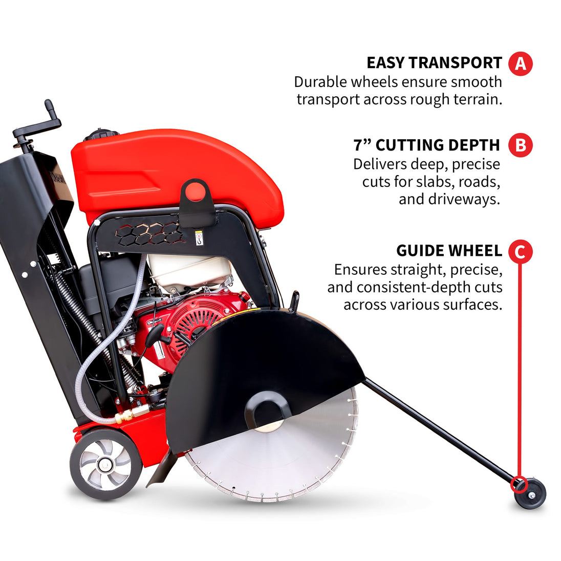 20 Inch Walk Behind Concrete Saw with 13 HP Honda Water Tank GX390 Engine for Asphalt Concrete Cutting - view 4