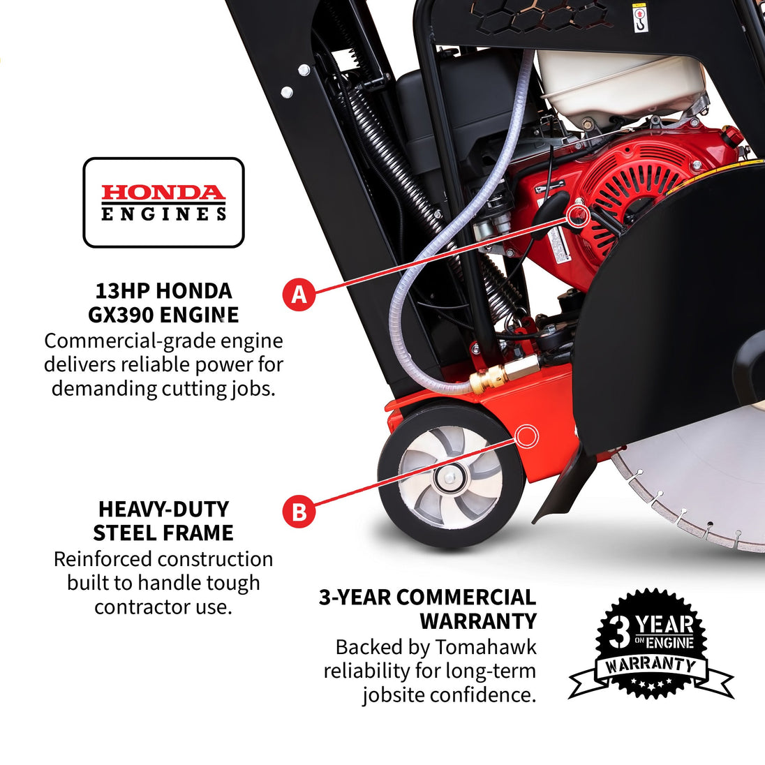 20 Inch Walk Behind Concrete Saw with 13 HP Honda Water Tank GX390 Engine for Asphalt Concrete Cutting - view 2