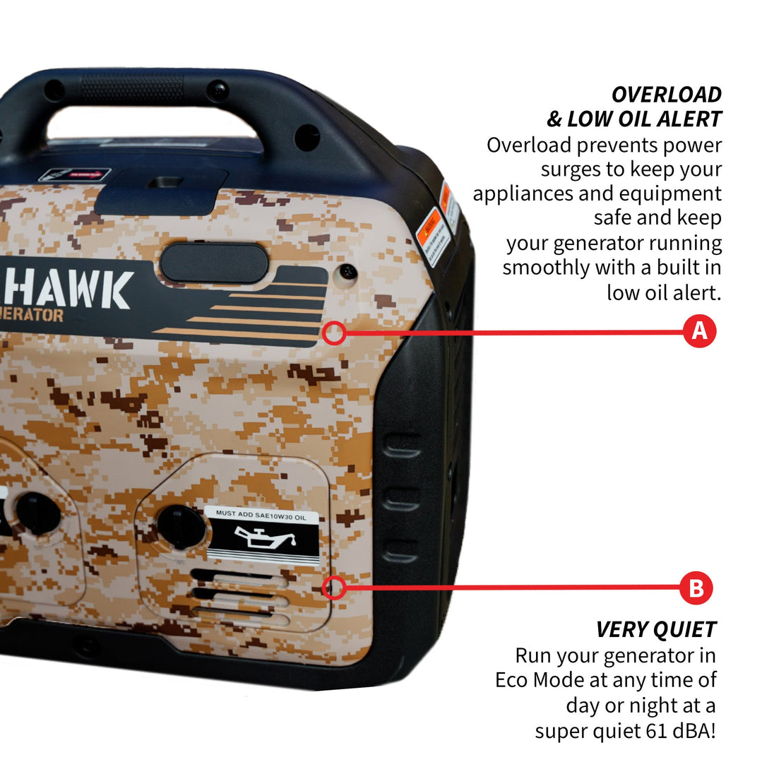 3000 Watt Inverter Generator Super Quiet Portable Gas Power Professional Use - Camo Special Edition - view 7