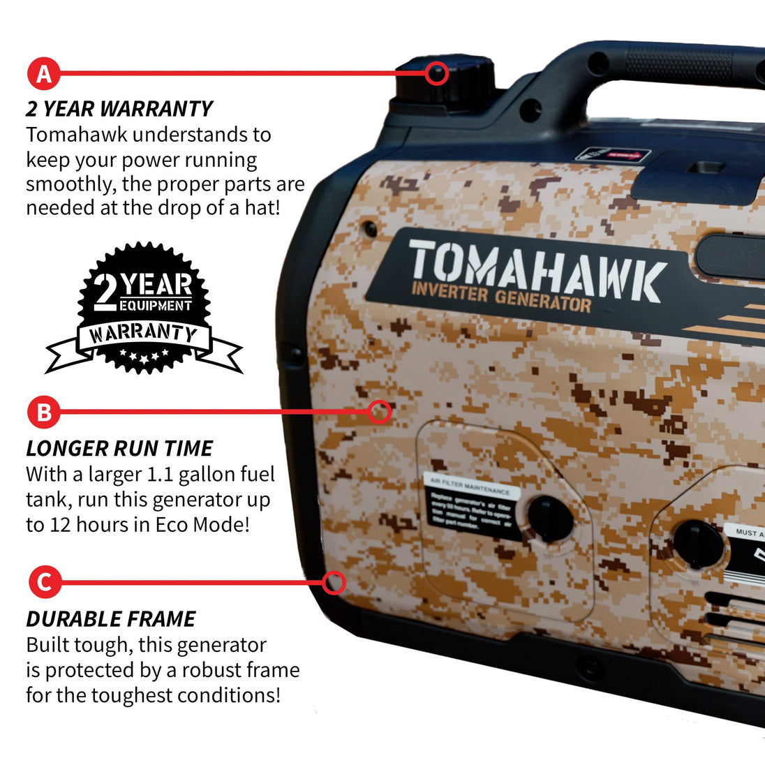 3000 Watt Inverter Generator Super Quiet Portable Gas Power Professional Use - Camo Special Edition - view 4
