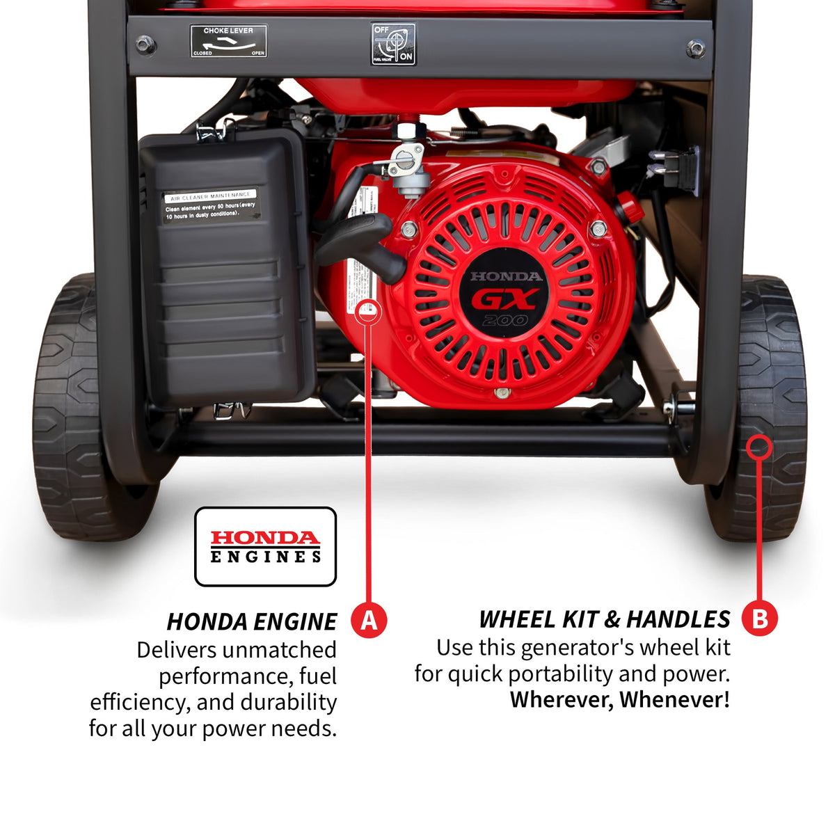 4000 Watt Honda Powered Generator Portable Gas Power Professional Use - view 3