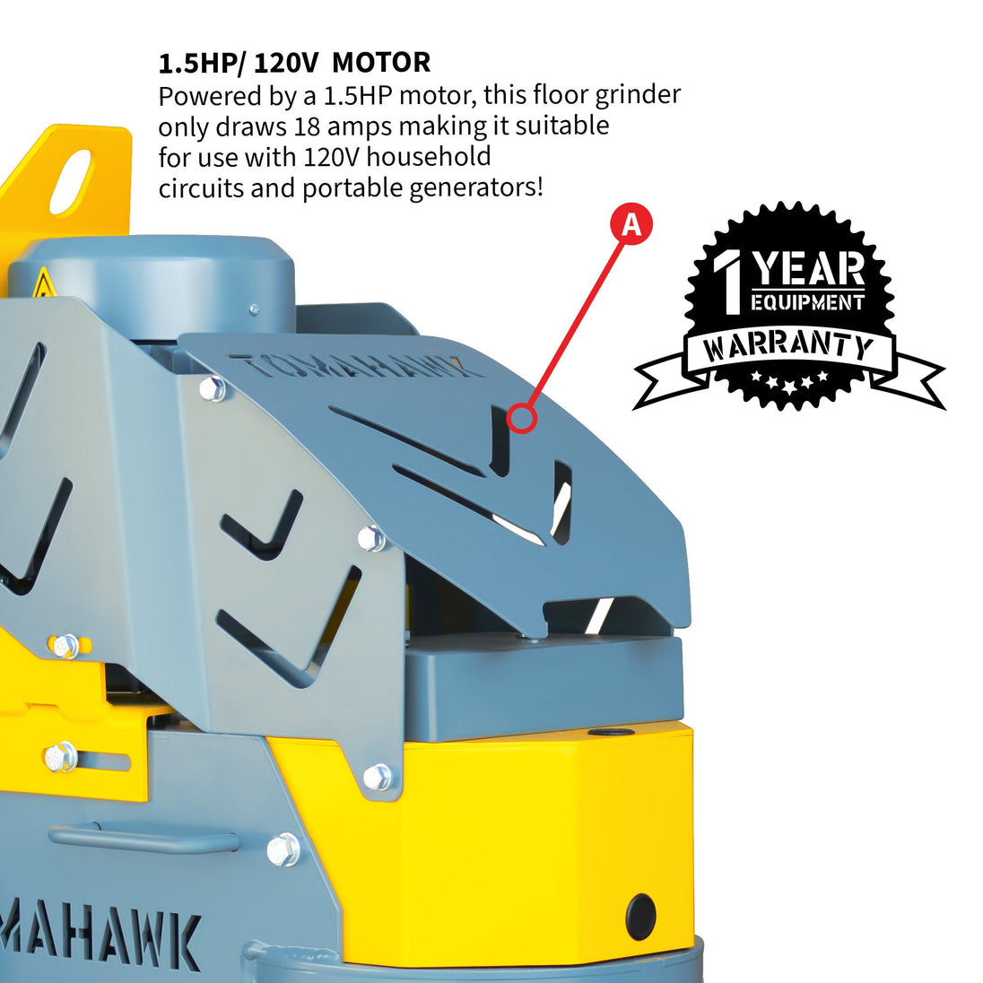 10" Electric Concrete Floor Grinder 1.5HP Motor for Smoothing, Floor Prep, Coatings - view 6