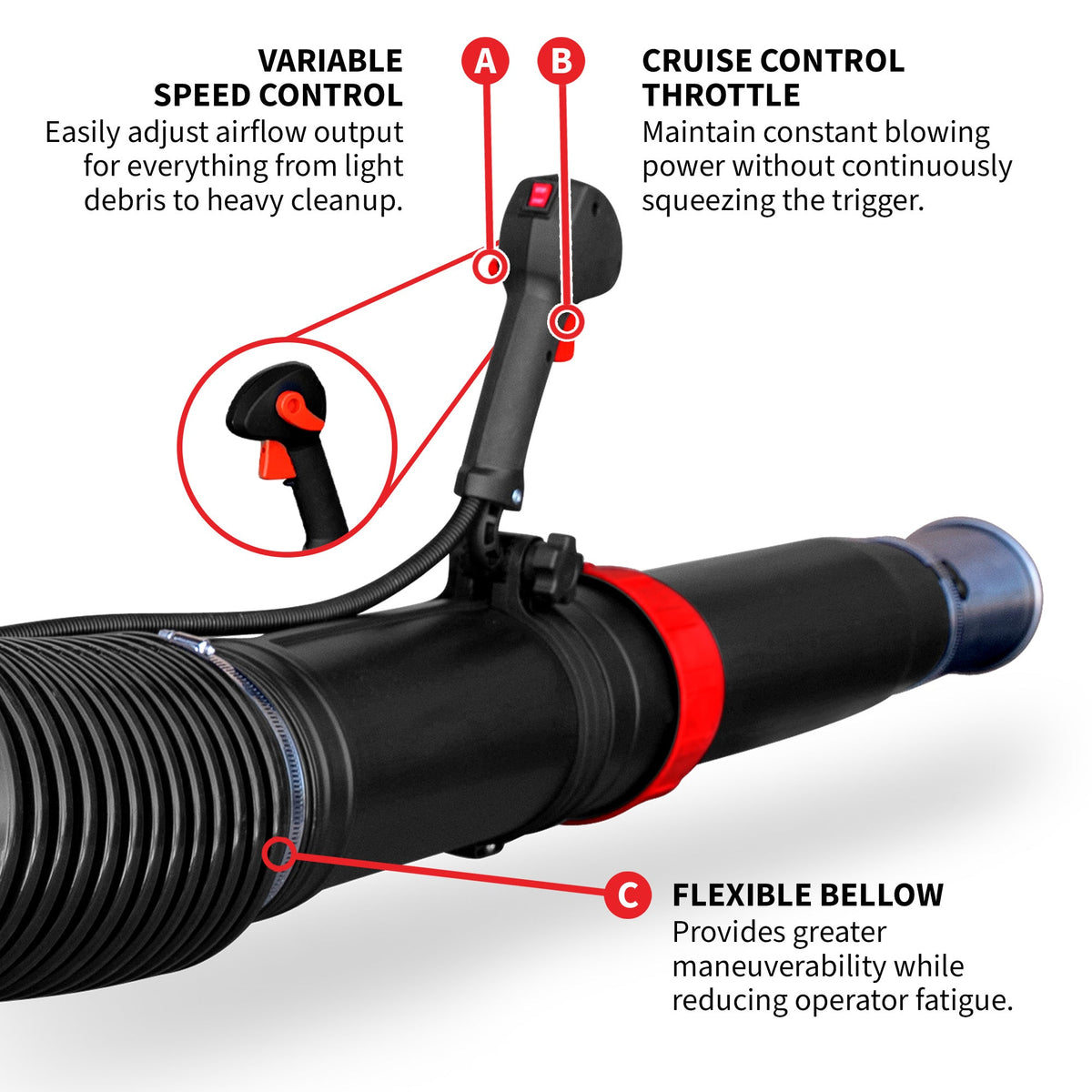 79.9cc Commercial Backpack Leaf Blower 1,272 CFM 222 MPH Lightweight Professional Gas Powered Blower Landscaping Lawn Care Property Maintenance - view 6