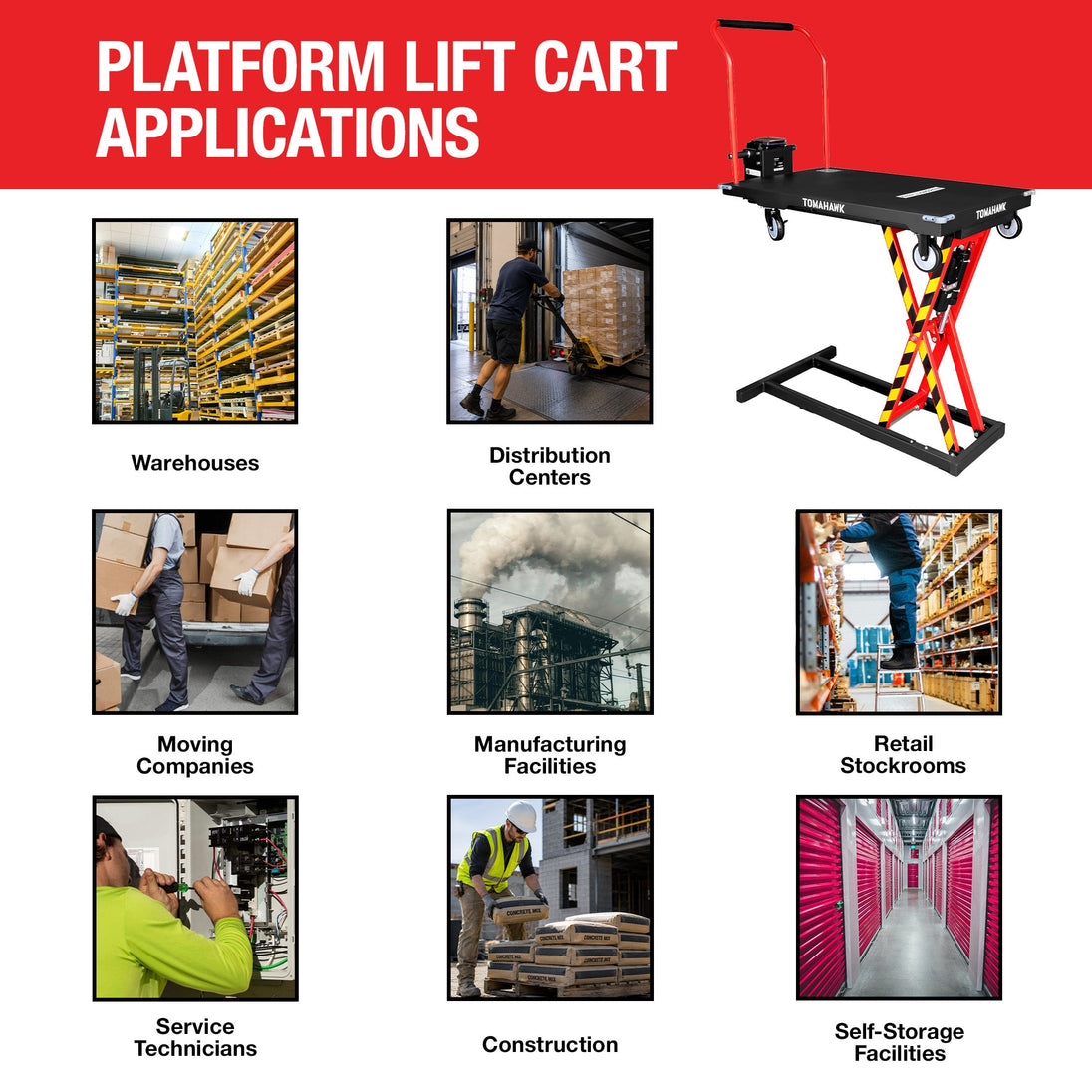 Electric Platform Truck Scissor Lift Table Cart Portable Powered Hydraulic 46" Height Warehouse Loading Dock Material Handling - view 9
