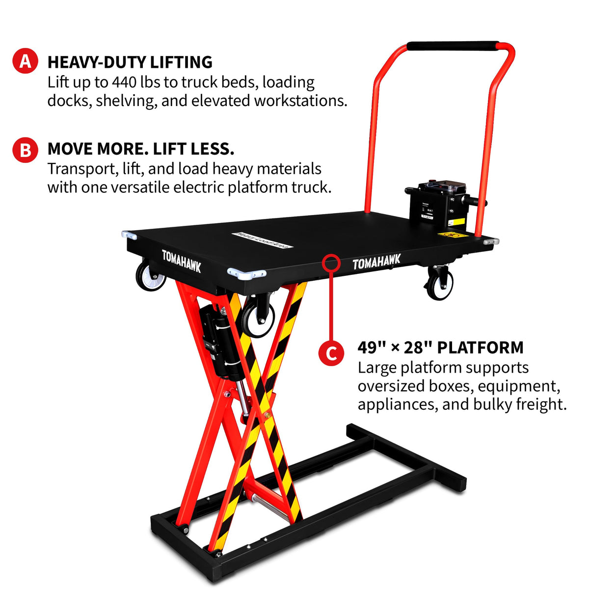 Electric Platform Truck Scissor Lift Table Cart Portable Powered Hydraulic 46" Height Warehouse Loading Dock Material Handling - view 7