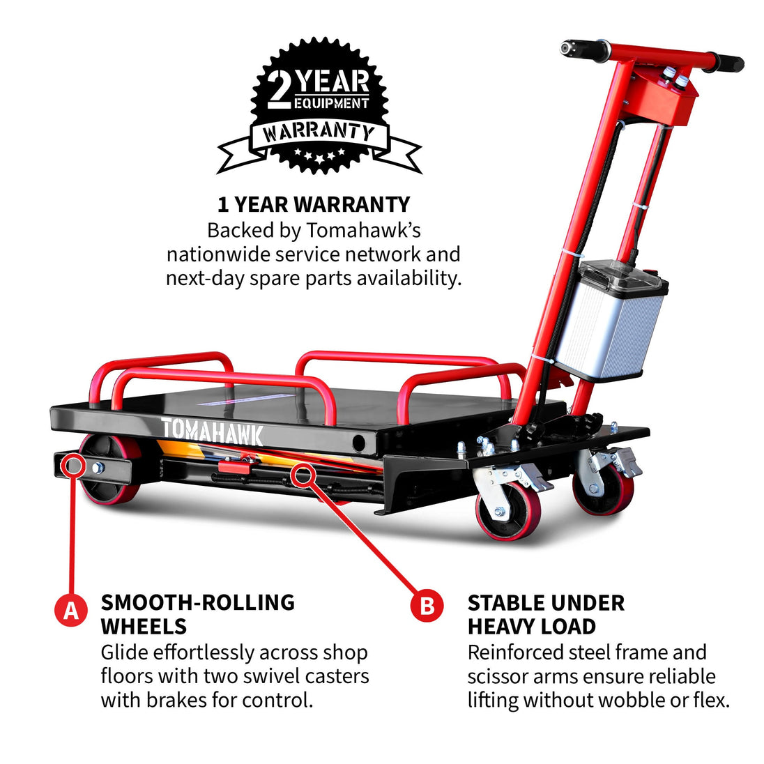 Electric Hydraulic Lift Table 600 lb, 59 in. Extension Portable Powered Scissor Lift Cart for Warehouses, Shops & Material Handling - view 4
