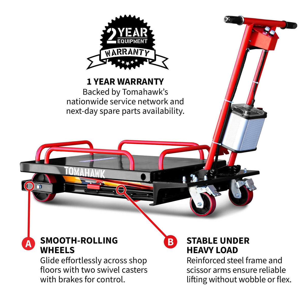 Electric Hydraulic Lift Table 600 lb, 59 in. Extension Portable Powered Scissor Lift Cart for Warehouses, Shops & Material Handling - view 4
