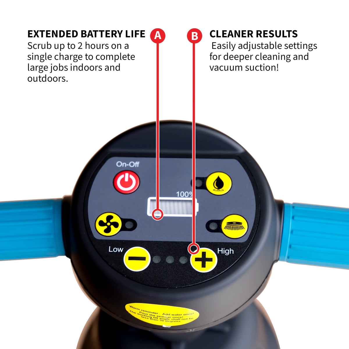 Electric Floor Scrubber Cleaner with 18” Power Mop Brushes Cordless 36V Battery Powered - view 7