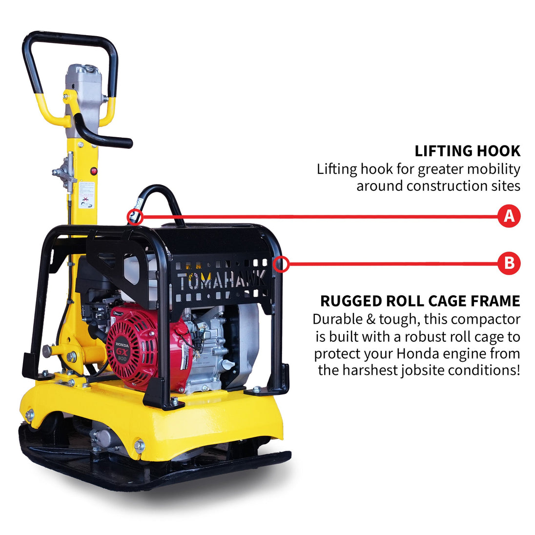 Tomahawk 6.5 HP Honda Reverse Hydraulic Plate Compactor for Soil, Aggregate, Cohesive Compaction - view 7