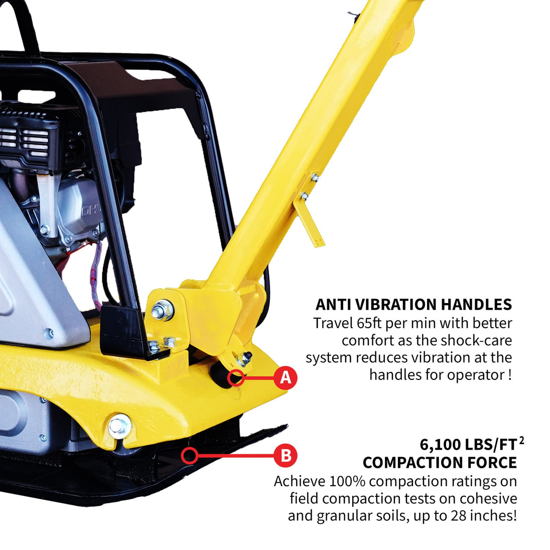 Tomahawk 6.5 HP Honda Reverse Hydraulic Plate Compactor for Soil, Aggregate, Cohesive Compaction - view 9