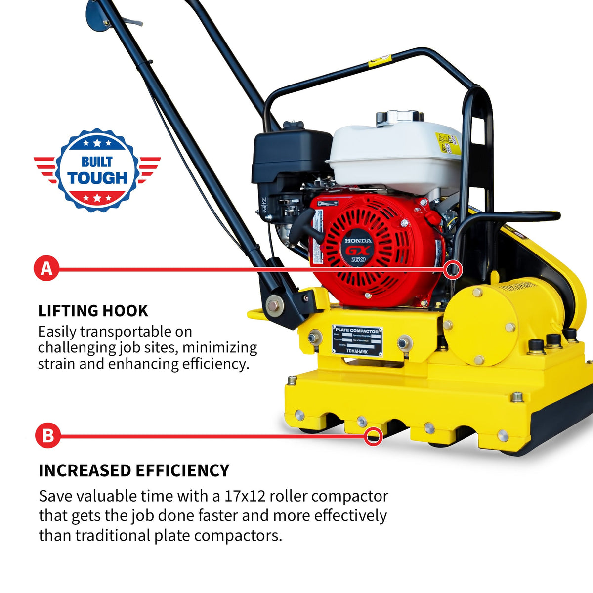 5.5 HP Honda Paver Roller Compactor 17x12 for Pavers, Bricks, Stone, Sand Compaction - view 6
