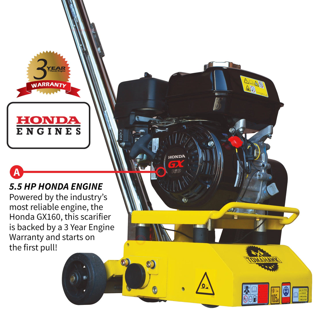 8” Gas Concrete Scarifier Planer Grinder with 5.5 HP Honda Engine Blade Bundle - view 7