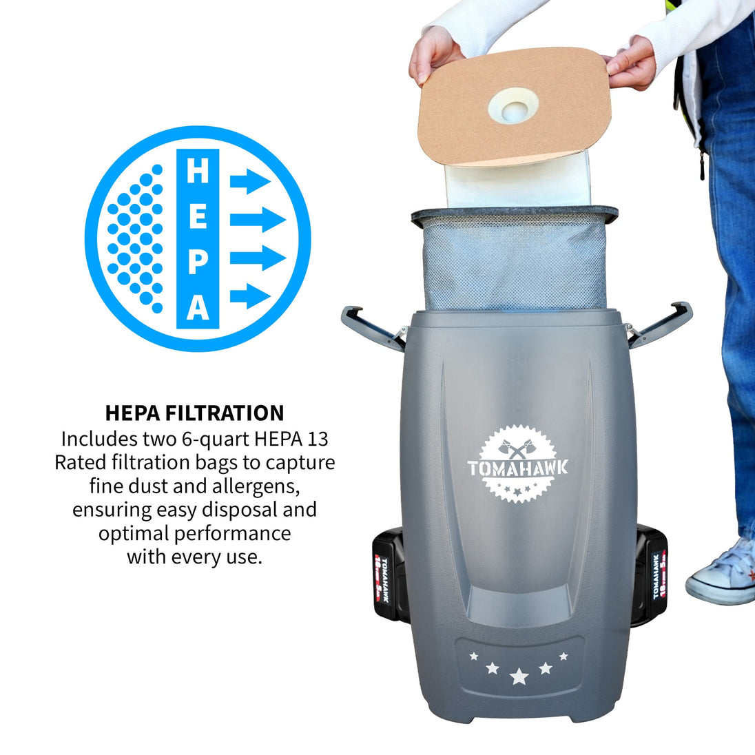 18V Battery Powered Backpack Vacuum 6L for Janitorial Cleaning – Lightweight Cordless Commercial Vacuum with Quiet Operation - view 6