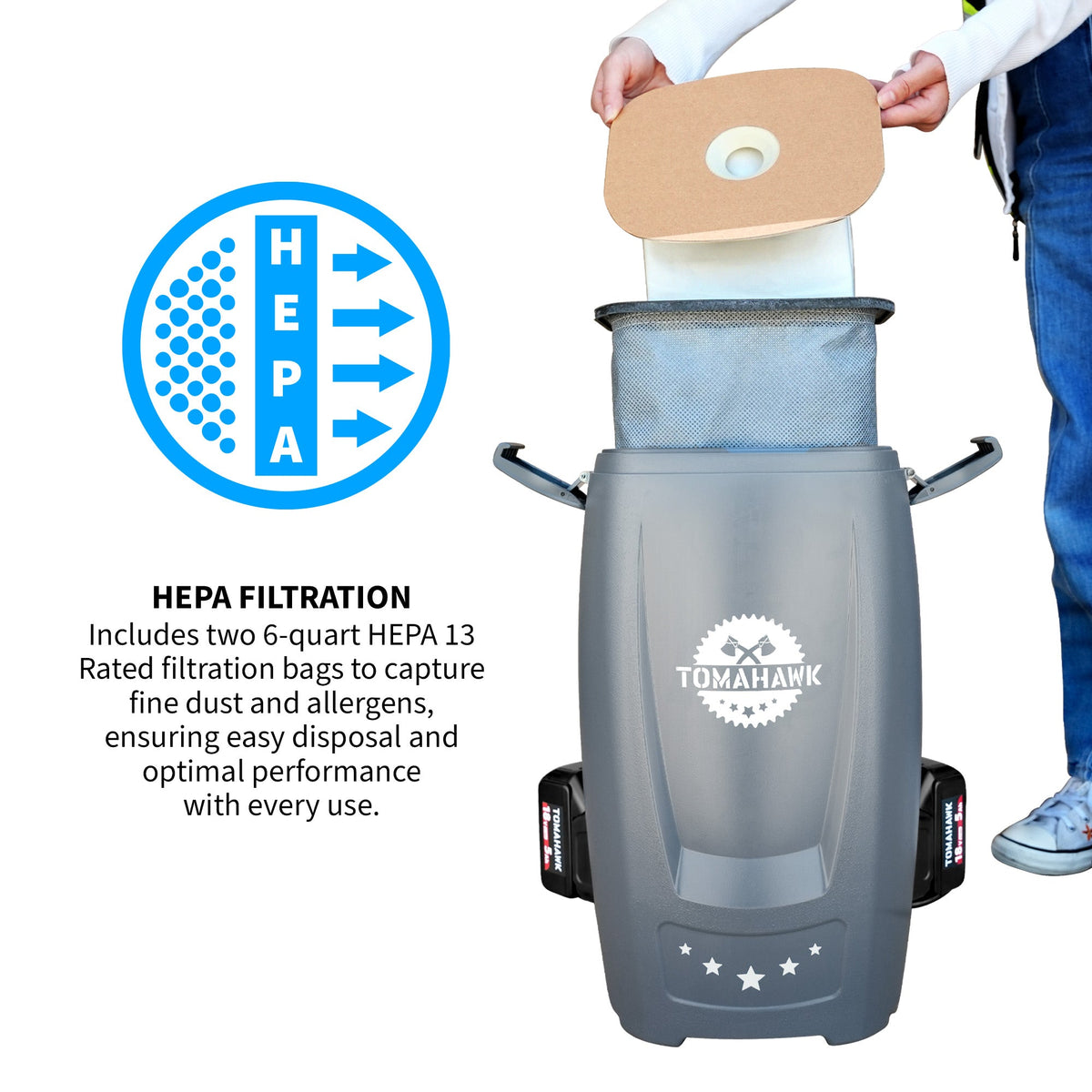 18V Battery Powered Backpack Vacuum 6L for Janitorial Cleaning – Lightweight Cordless Commercial Vacuum with Quiet Operation - view 6