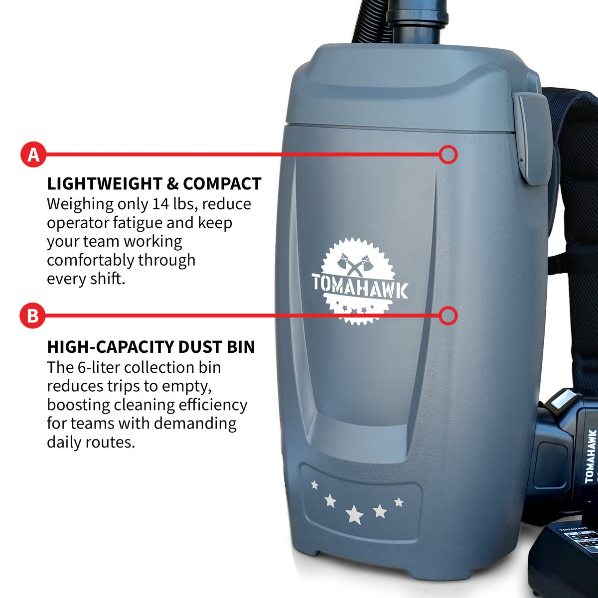 18V Battery Powered Backpack Vacuum 6L for Janitorial Cleaning – Lightweight Cordless Commercial Vacuum with Quiet Operation - view 8