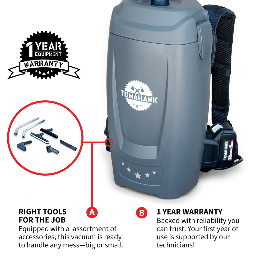 18V Battery Powered Backpack Vacuum 6L for Janitorial Cleaning – Lightweight Cordless Commercial Vacuum with Quiet Operation - view 5