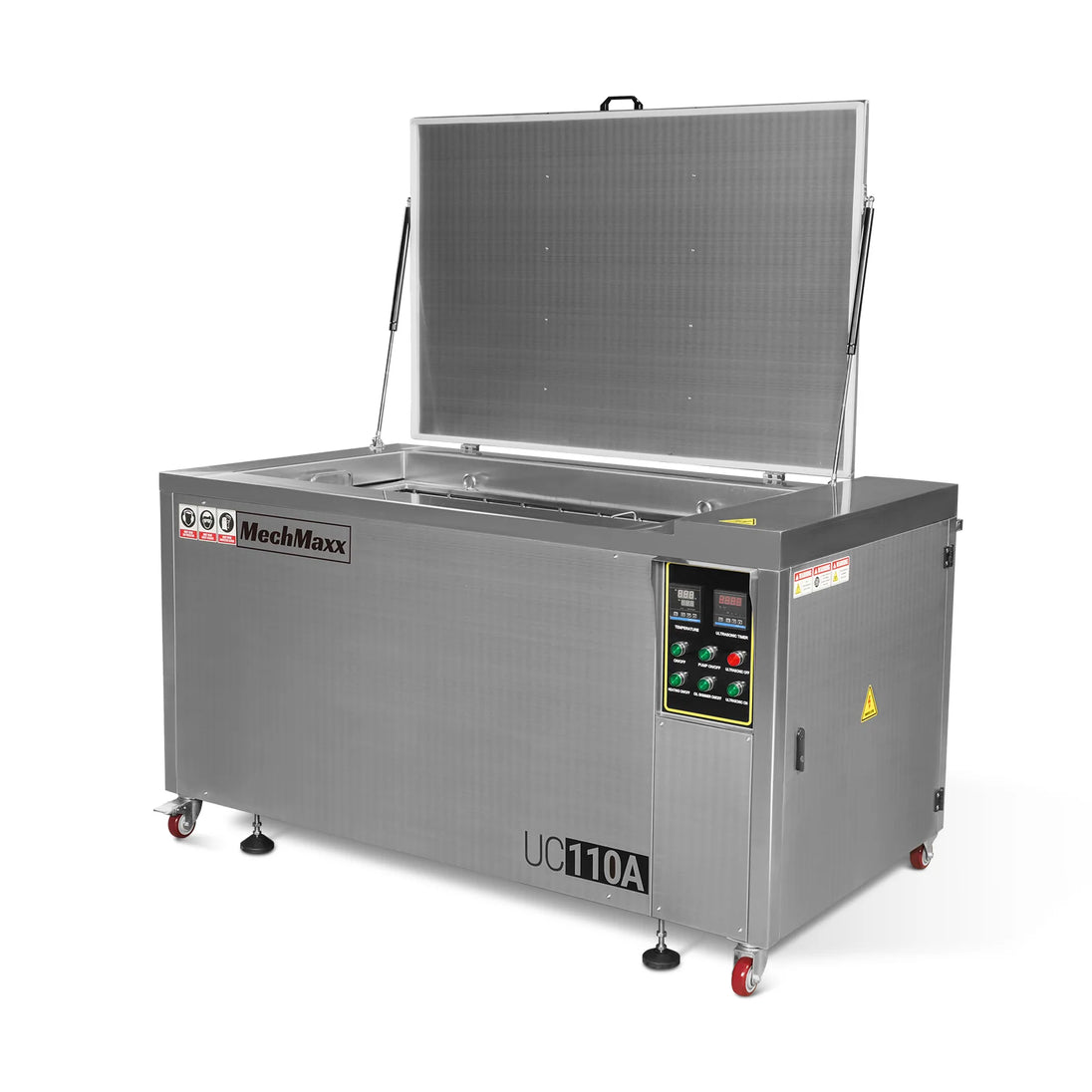 MechMaxx 114 Gal / 432L Heavy Duty Industrial Ultrasonic Parts Washer, 28kHz 60 Transducers, Oil Skimmer, SS304 Tank, 10kW Heater, 208–240V 3 Phase Power