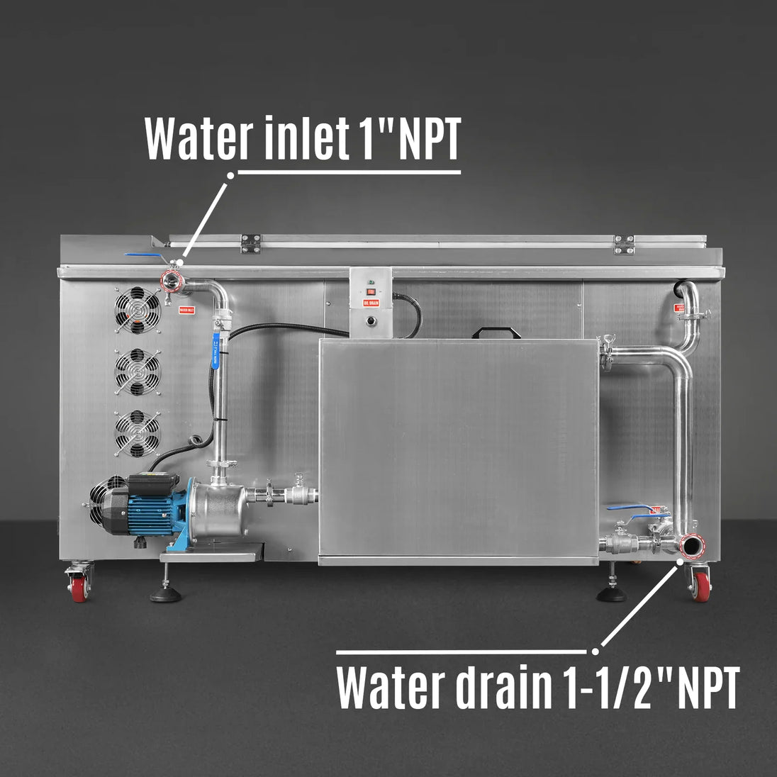 MechMaxx 114 Gal / 432L Heavy Duty Industrial Ultrasonic Parts Washer, 28kHz 60 Transducers, Oil Skimmer, SS304 Tank, 10kW Heater, 208–240V 3 Phase Power - view 7