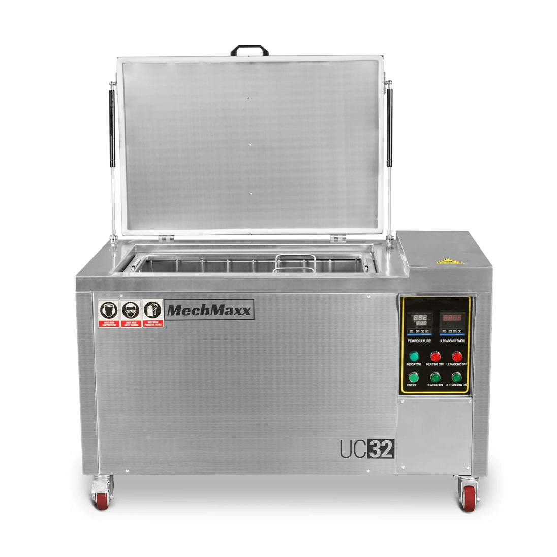 MechMaxx 32 Gal / 120L Heavy Duty Industrial Ultrasonic Parts Washer, 28kHz 20 Transducers , SS304 Tank, 6.6kW Heater, 208–240V 3 Phase Power